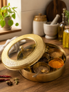 BRASS MASALA BOX ( ROUND)